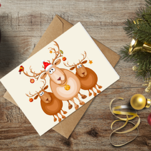 christmas themed holiday greeting card with a kraft envelope top view mockup template 65536b00b738fabf2c1e8e42@2x