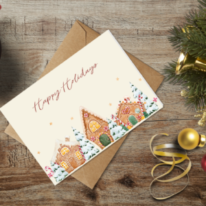 christmas themed holiday greeting card with a kraft envelope top view mockup template 65536e10b738fabf2c1e8f3c@2x