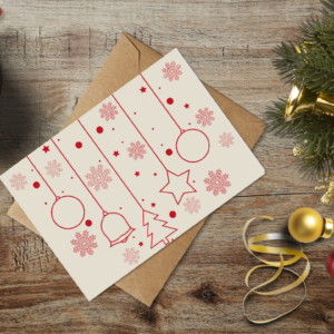 christmas themed holiday greeting card with a kraft envelope top view mockup template 655373a2b738fabf2c1e949e@2x