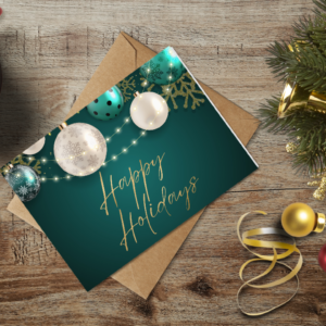 christmas themed holiday greeting card with a kraft envelope top view mockup template 65537a20b738fabf2c1e990e@2x