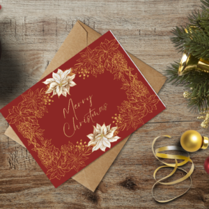 christmas themed holiday greeting card with a kraft envelope top view mockup template 65537ba0b738fabf2c1e9b08@2x