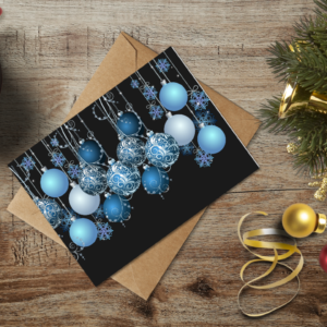 christmas themed holiday greeting card with a kraft envelope top view mockup template 655b351ca2064af79c46bf3b@2x