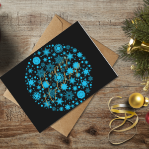 christmas themed holiday greeting card with a kraft envelope top view mockup template 655b39b3a2064af79c46c639@2x