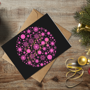 christmas themed holiday greeting card with a kraft envelope top view mockup template 655b3a4aa2064af79c46c6e1@2x