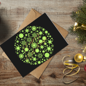 christmas themed holiday greeting card with a kraft envelope top view mockup template 655b3a83a2064af79c46c736@2x