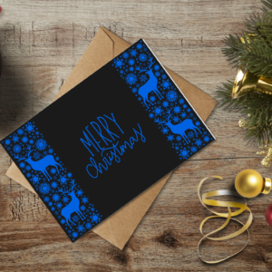 christmas themed holiday greeting card with a kraft envelope top view mockup template 655b3b68a2064af79c46c8de@2x